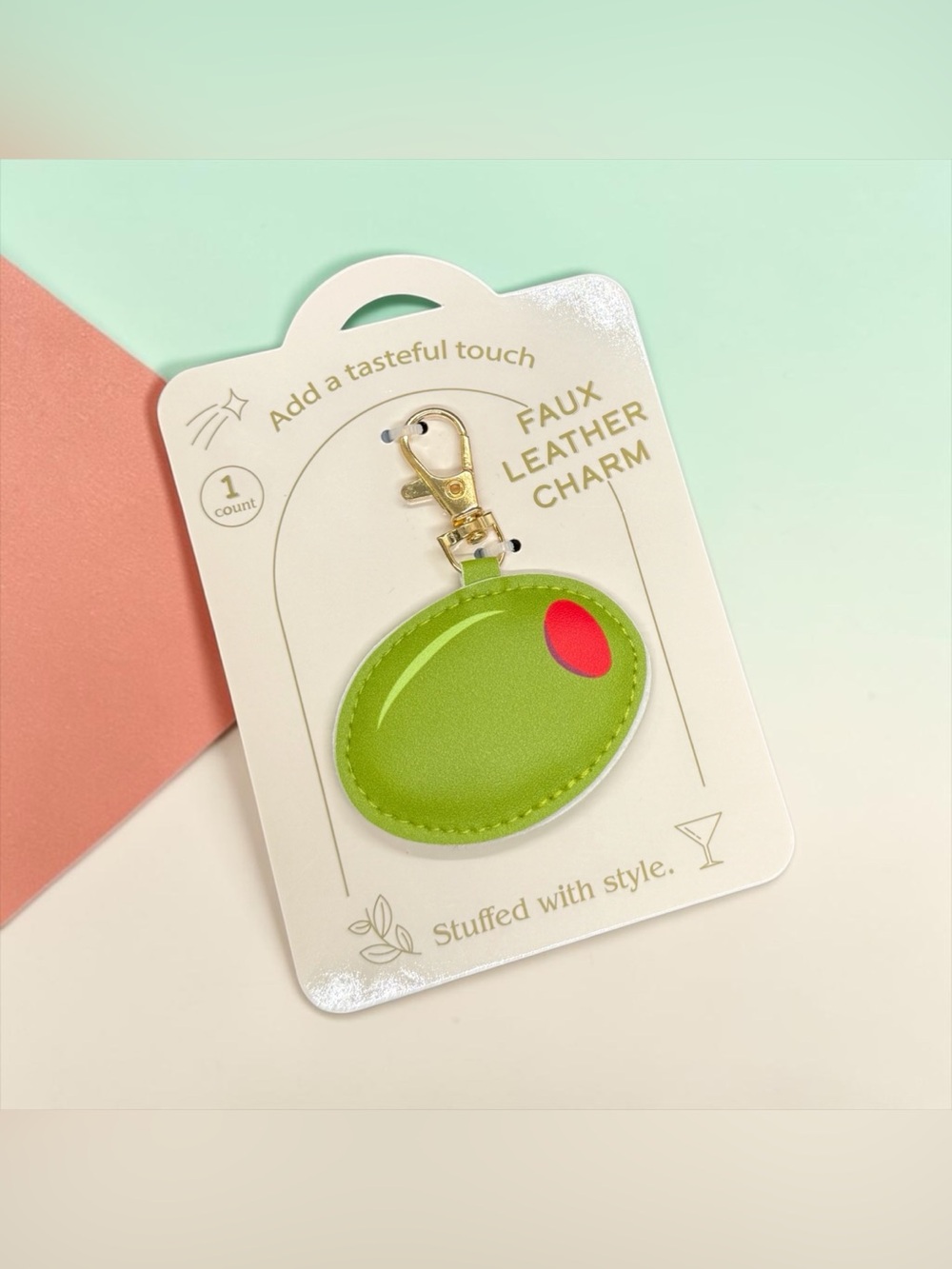 🏷️‼️5/$25🏷️‼️🫒Faux Leather Olive Keychain/Bag Charm/NIP🫒